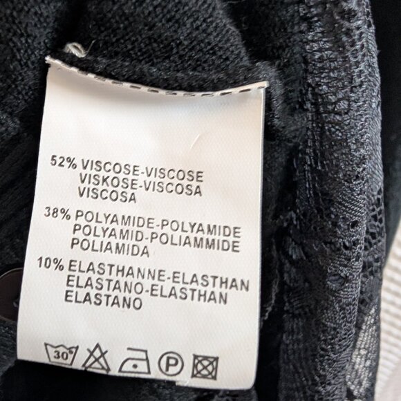 Vivian Shyu Italy Cardigan Dress Black Knit Lace Hem Skirt Size S Whimsigoth - Picture 10 of 10